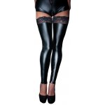 Noir Handmade F135 Powerwetlook Stockings with Siliconed Lace Superstar – Zboží Dáma