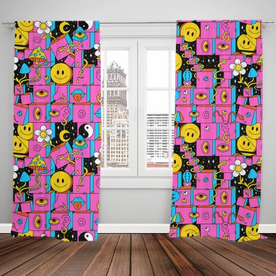 IMPAR Závěsy Psychedelic cubes (Rozměr : 140x250, Materiál: Blackout) – Hledejceny.cz