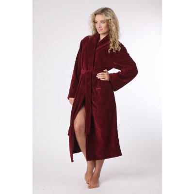 Vestis Tampa 2149 savý župan dlouhý župan se šálovým límcem vínová 3651 – Zboží Dáma