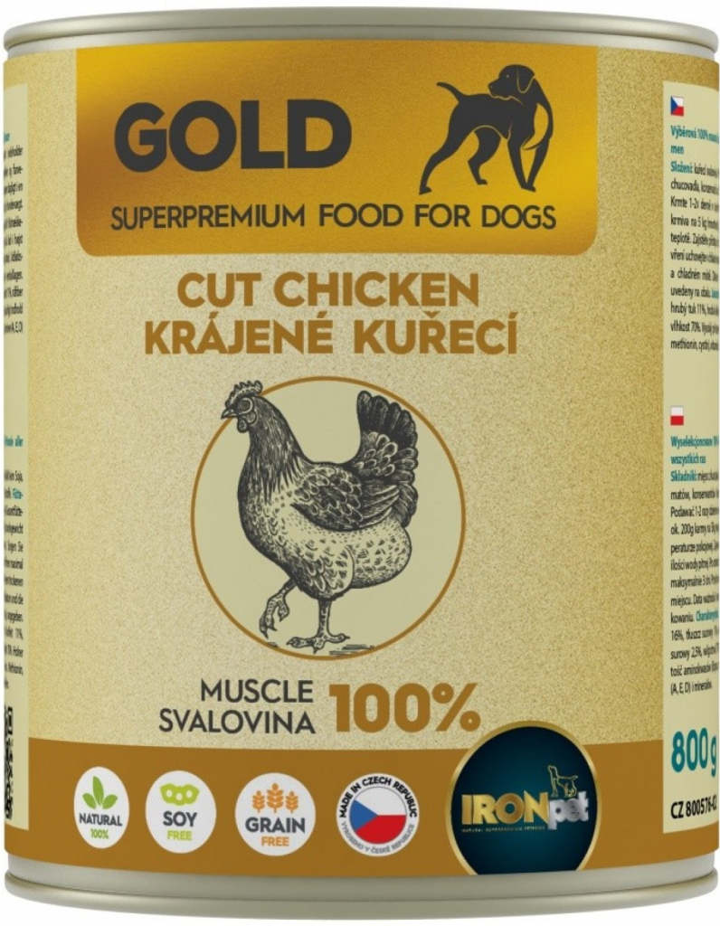 IRONpet Gold Dog Kuřecí krájená svalovina 800 g