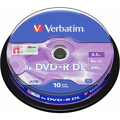 Verbatim DVD+R DL 8,5GB 8x, spindle, 10ks (43666) – Zboží Živě