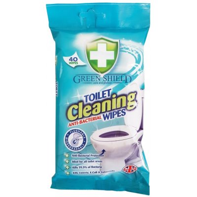 Green Shield WC a Smalt antibakteriální čisticí vlhčené ubrousky 40 ks