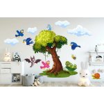 DumDekorace Nálepka na zeď pro děti strom a veselé ptáčci 120 x 240 cm – Zboží Mobilmania