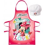 Euroswan Dětská dívčí zástěra s kuchařskou čepicí Minnie Mouse Disney motiv LOVE – Zboží Mobilmania