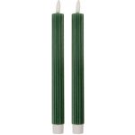 Clayre & Eef Set 2ks úzká zelená svíčka s vroubkováním Led Candle - Ø 2*25 cm / 2*AAA – Hledejceny.cz