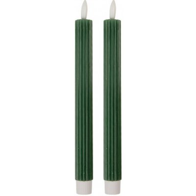 Clayre & Eef Set 2ks úzká zelená svíčka s vroubkováním Led Candle - Ø 2*25 cm / 2*AAA – Hledejceny.cz