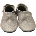 Ebooba kožené capáčky s koženou podrážkou světlé šedé – Zboží Dáma