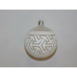 ONREX Vánoční ozdoba skleněná koule bílá ornament pr. 8 cm – Hledejceny.cz