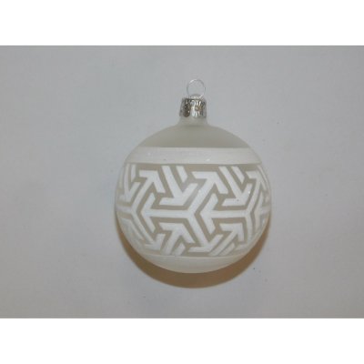 ONREX Vánoční ozdoba skleněná koule bílá ornament pr. 8 cm – Hledejceny.cz