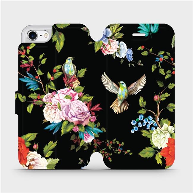 Pouzdro Mobiwear Flipové Apple iPhone SE 2020 / SE 2022 - VD09S Ptáčci a květy