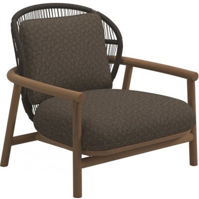 Gloster Nízké relaxační křeslo s nízkou zádovou opěrkou Fern, 80x83x77 cm, rám teak/hliník meteor, výplet lanko dekor Raven, sedáky kategorie C – Hledejceny.cz