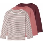 lupilu Dívčí triko s dlouhými rukávy, 3 kusy růžová / tmavě červená – Sleviste.cz