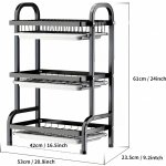 Tříúrovňový skládací odkapávač na nádobí XXL – černý nerez – Zboží Dáma