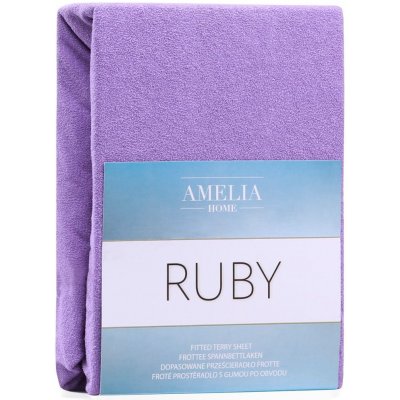 AmeliaHome Froté prostěradlo s gumou Ruby fialové 140-160x200x30 – Hledejceny.cz