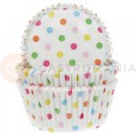 House of Marie Košíčky na cupcakebarevné puntíky HM4679 bílá zelená žlutá růžová průměr 5 cm 50 ks – Zboží Dáma