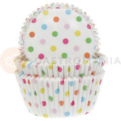 House of Marie Košíčky na cupcakebarevné puntíky HM4679 bílá zelená žlutá růžová průměr 5 cm 50 ks – Zboží Dáma