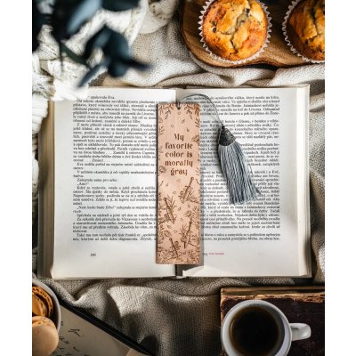 Dřevěná záložka: My favorite color is morally gray - buk – Hledejceny.cz