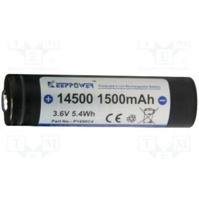 KEEPPOWER ICR14500-150PCM Akum: Li-Ion; 14500; 3,6V; 1500mAh; Ø14,5x52,5mm; 2A – Zboží Živě