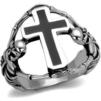 Šperky4U Pánský ocelový prsten kříž OPR1939
