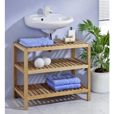 Masivní police pod umyvadlo z ořechového dřeva s úložným prostorem. Rozměry: 65x40x55cm. – Zbozi.Blesk.cz
