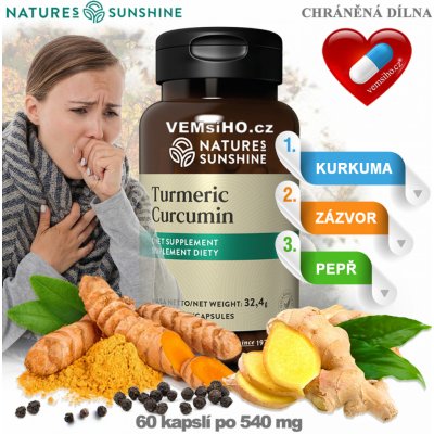 Nature’s Sunshine TURMERIC CURCUMIN 60 kapslí po 540 mg – Hledejceny.cz