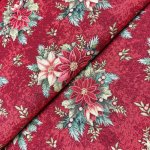 280cm Dekorační/potahová Gobelínová látka šířka - Kouzlo vánočních květin na červeném – Zboží Mobilmania