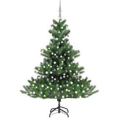 vidaXL Umělý vánoční stromek normandská jedle LED a koule zelený 150cm – Hledejceny.cz