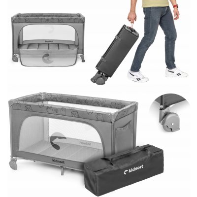 Divio Cestovní postýlka skládací šedá GROTTA – Zboží Mobilmania