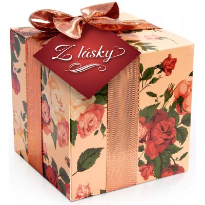 Selllot Z lásky plněná belgická čokoládová srdíčka v květovaném obalu s měděnou mašlí 150 g – Hledejceny.cz
