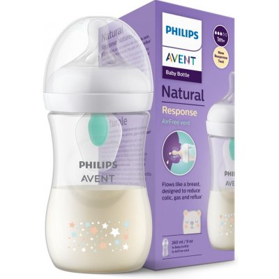 Avent Philips láhev Natural Response s ventilem AirFree medvěd 260 ml bílá – Zboží Mobilmania