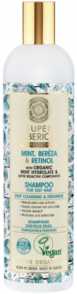 Natura Siberica Mint Bereza & Retinol šampon pro mastné vlasy 400 ml