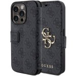 Guess 4G Metal Logo flipové iPhone 15 Pro - šedé