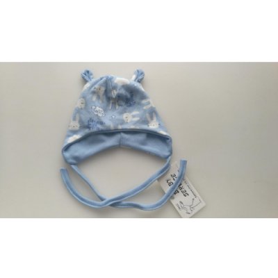 Baby Service Bavlněná čepička na zavazování Zajíčci Sv. modrá