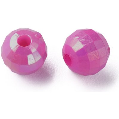 Akrylové korálky broušené - AB efekt - růžové - ∅ 6 mm - 10 ks – Zboží Mobilmania