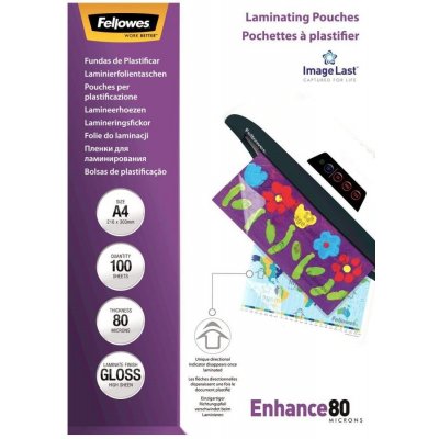 FELLOWES laminovací fólie/ formát A4/ 80 mic ImageLast/ velikost 216x303 mm/ lesklé/ 100 pack – Zbozi.Blesk.cz