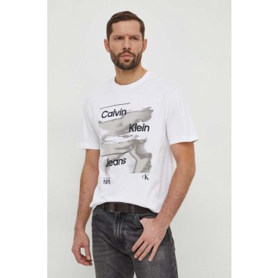 Calvin Klein Jeans s potiskem J30J325184 bílá – Zboží Mobilmania