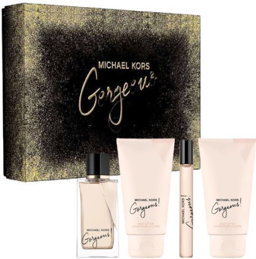 Michael Kors Gorgeous! parfémovaná voda 100 ml + sprchový gel 100 ml + tělové mléko 100 ml + cestovní sprej 10 ml