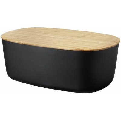 Chlebník BOX-IT 34 cm, černá, plast / bambus, RIG-TIG – Zboží Dáma