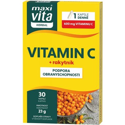 Maxi Vita Herbal Vitamín C + Rakytník kapsle pro podporu imunitního systému 30 kapslí – Hledejceny.cz
