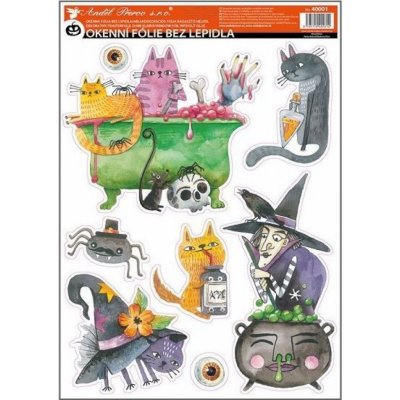 Anděl Okenní fólie Halloween s glitrem 29 x 41 cm – Zboží Dáma