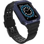 Hurtel Ochranný řemínek s pouzdrem pro Apple Watch 7 / 6 / 5 / 4 / 3 / 2 / SE (41 / 40 / 38 mm) pancéřové pouzdro na hodinky černé / modré 5907769311963 – Zboží Živě