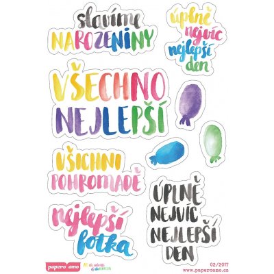 PAPERO AMO ♥ Samolepky - NAROZENINY / obrázky – Zboží Živě