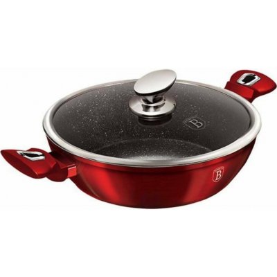 Berlingerhaus Pekáč kulatý s mramorovým povrchem a poklicí 24 cm Burgundy Metallic Line BH-1262 – Zboží Dáma
