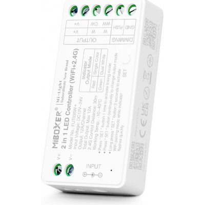 WIFI LED přijímač 2v1 Jednobar/CCT MiBoxer 12-24VDC 12A FUT035W+/tlač. – Hledejceny.cz