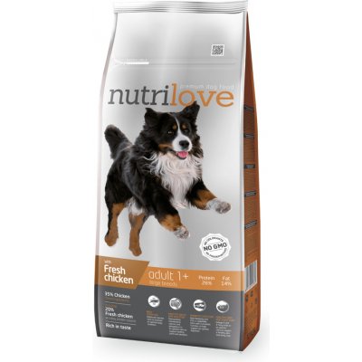 Nutrilove Adult Large Breeds s čerstvým kuřecím 12 kg