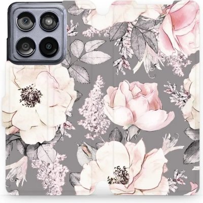 Mobiwear Motorola Edge 60 Fusion MX06S Květy na šedém pozadí – Zboží Živě