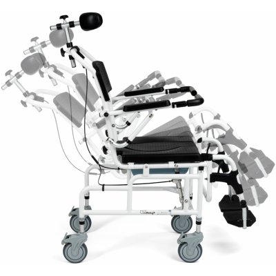 Timago Toaletní sprchové křeslo pojízdné MASTER PLUS - polohovací, výškově stavitelné – Sleviste.cz