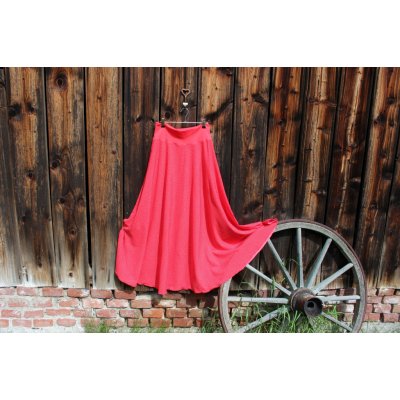 Půlkolová dlouhá sukně Puntíkatá červená – Zboží Mobilmania