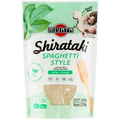 Miyata Nudle shirataki z kořene konjak ve tvaru spaghetti v neochuceném nálevu 270 g – Zbozi.Blesk.cz