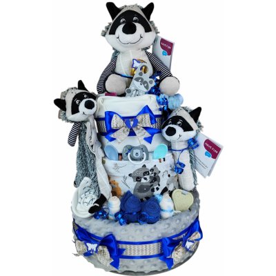 BabyDort Mývalí parta třípatrový plenkový dort VIDEO modrý – Hledejceny.cz